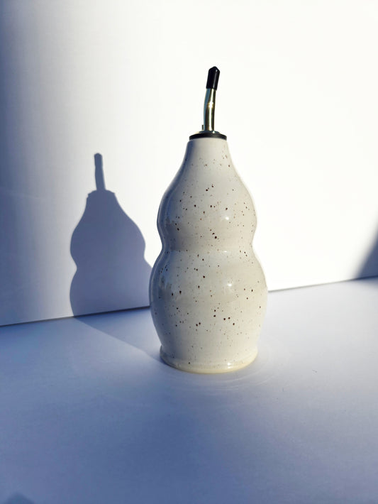Oil Bottle in Speckled White